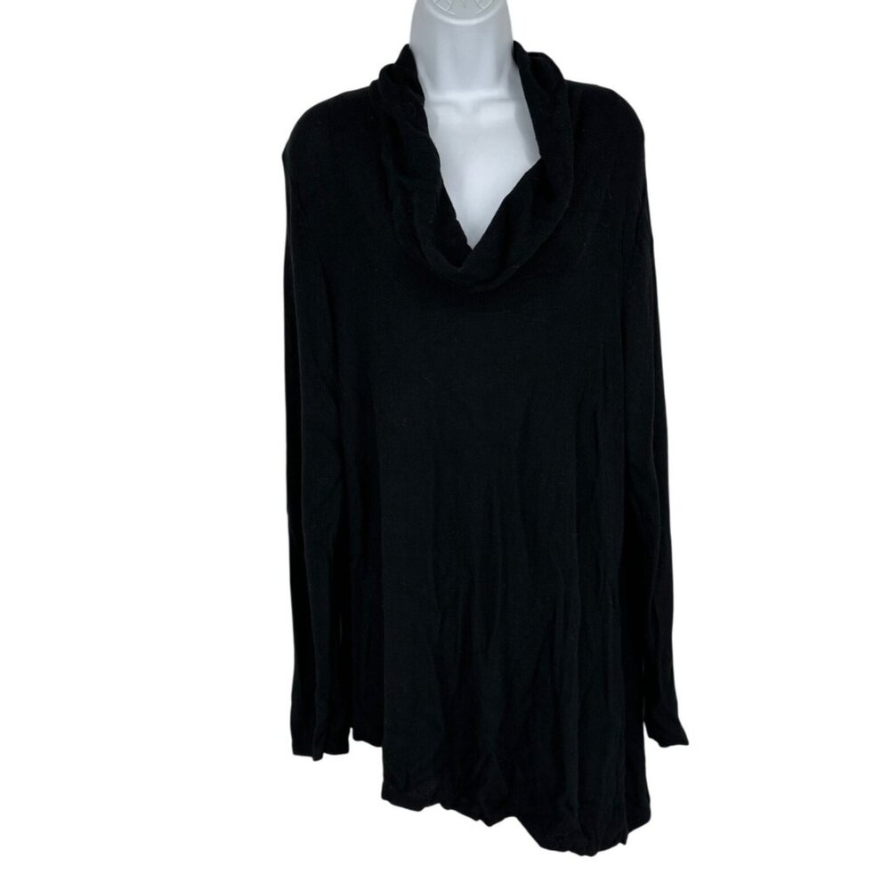 J. Jill Womens Black Cowl Neck Long Sleeve Asymmetrical Hem Sweater Top XL